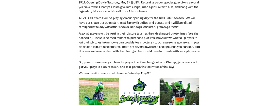 Opening Day - May 3rd! 